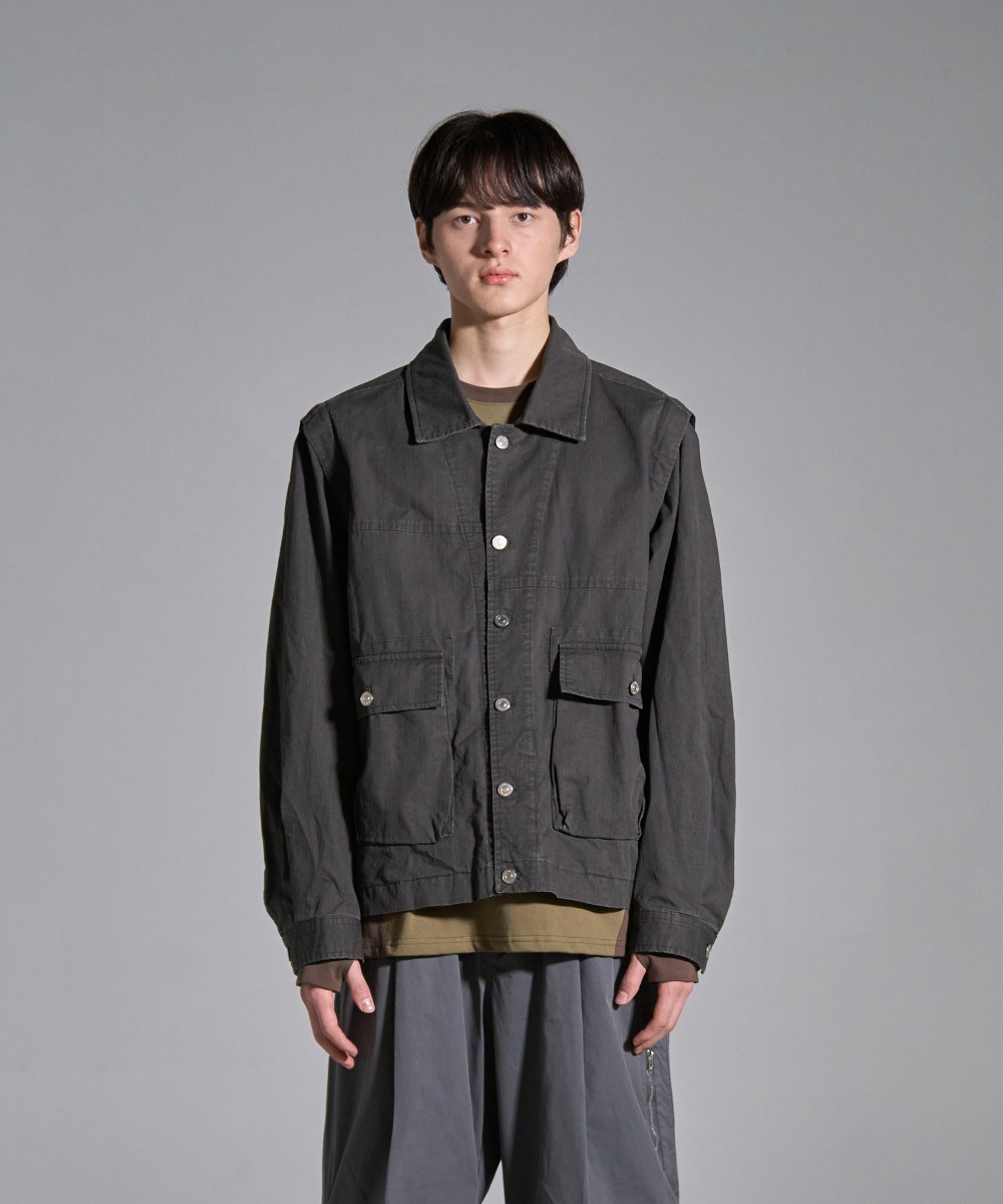 NOUN노운 detachable vintage jacket (charcoal)