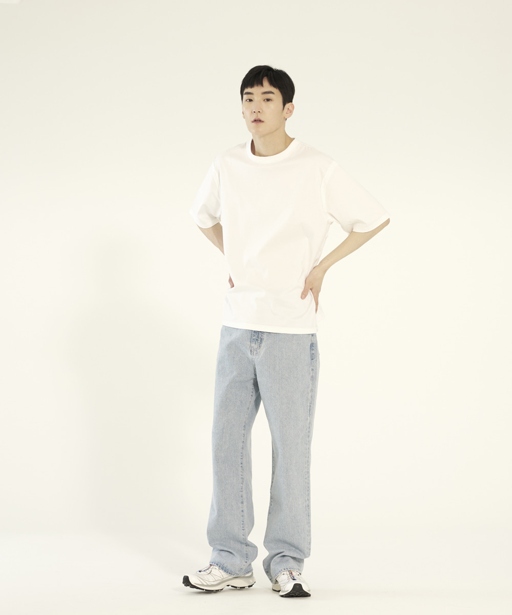 llud러드 LLUD Loose fit Straight Jeans LIGHT BLUE