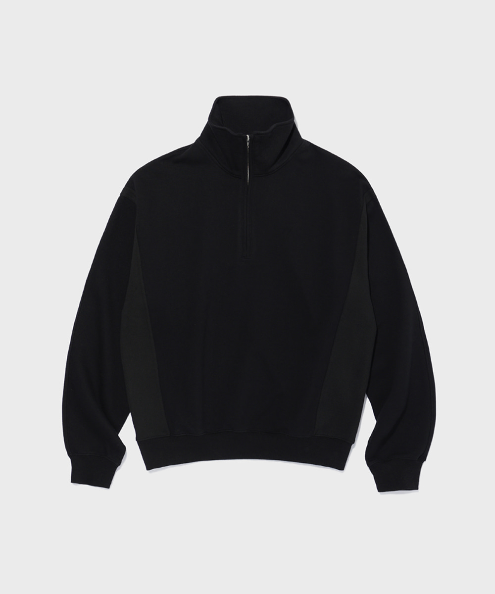 llud러드 LLUD Side Panel Half Zip - Up Sweatshirt Black
