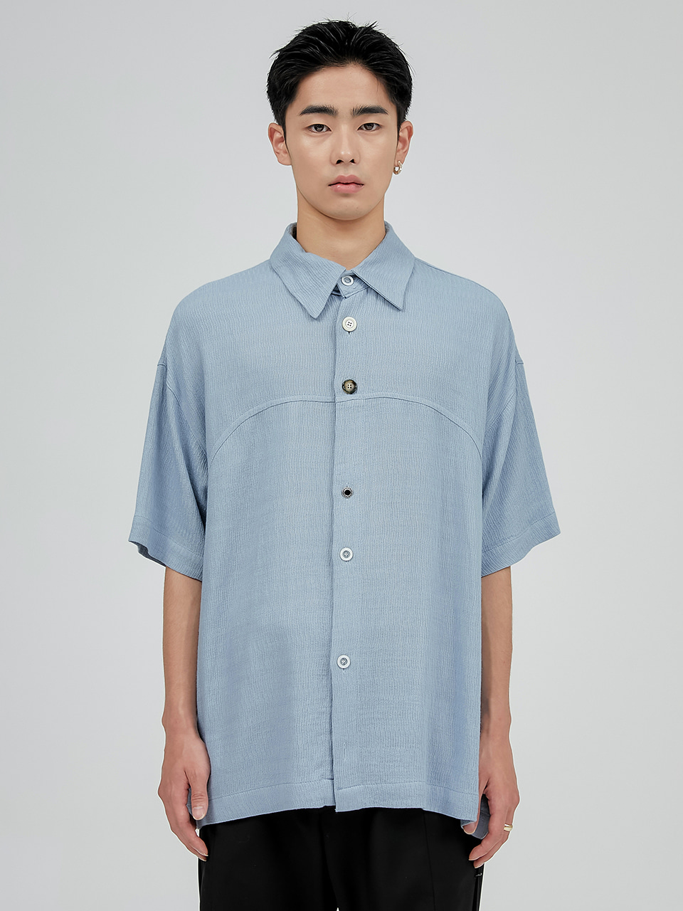FLARE UP플레어업 E21 Western Short-sleeved Linen Shirt - Sky Blue (FU-195)