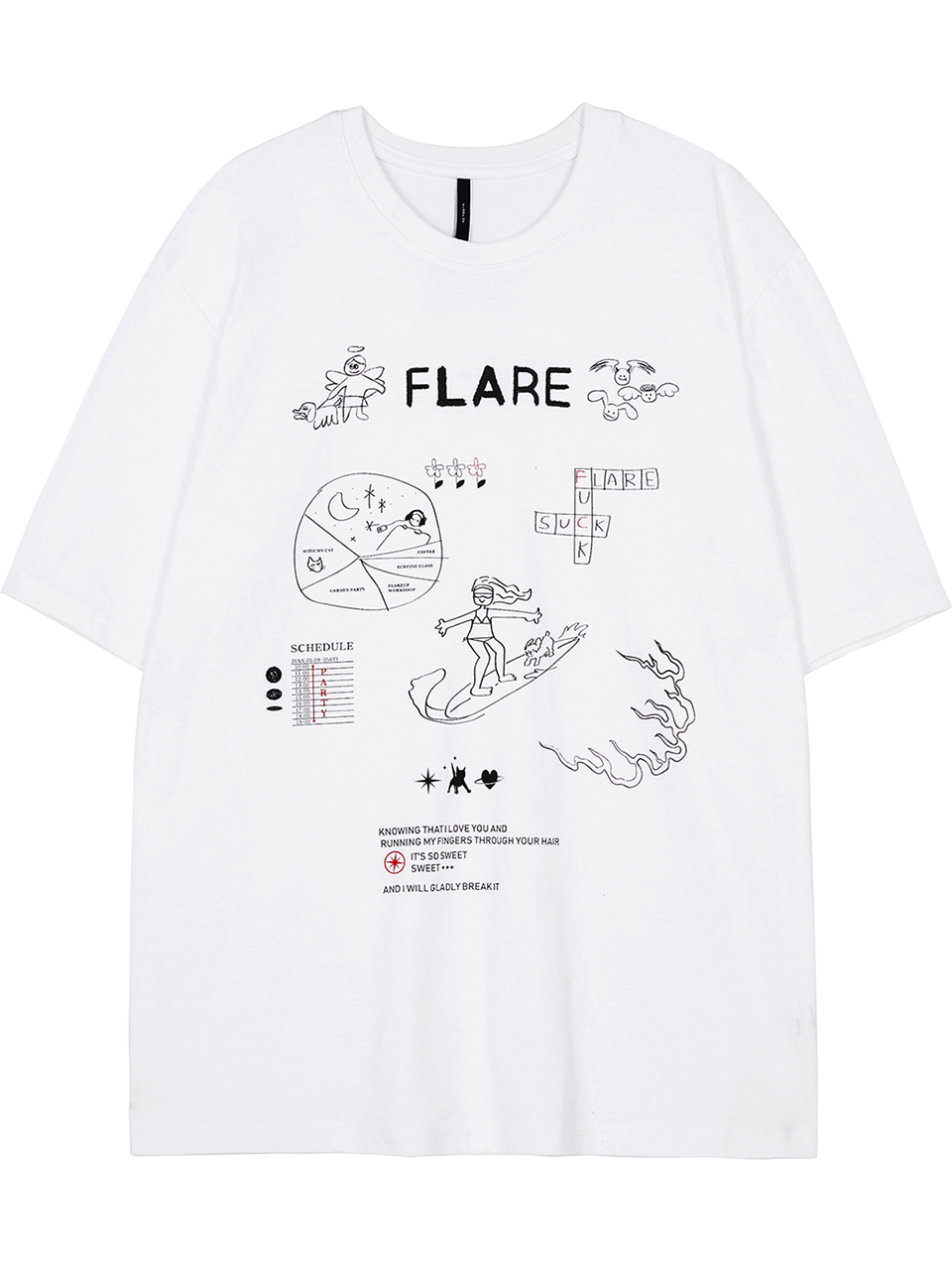 FLARE UP플레어업 Timetable Drawing Short Sleeve - White (FU-194)