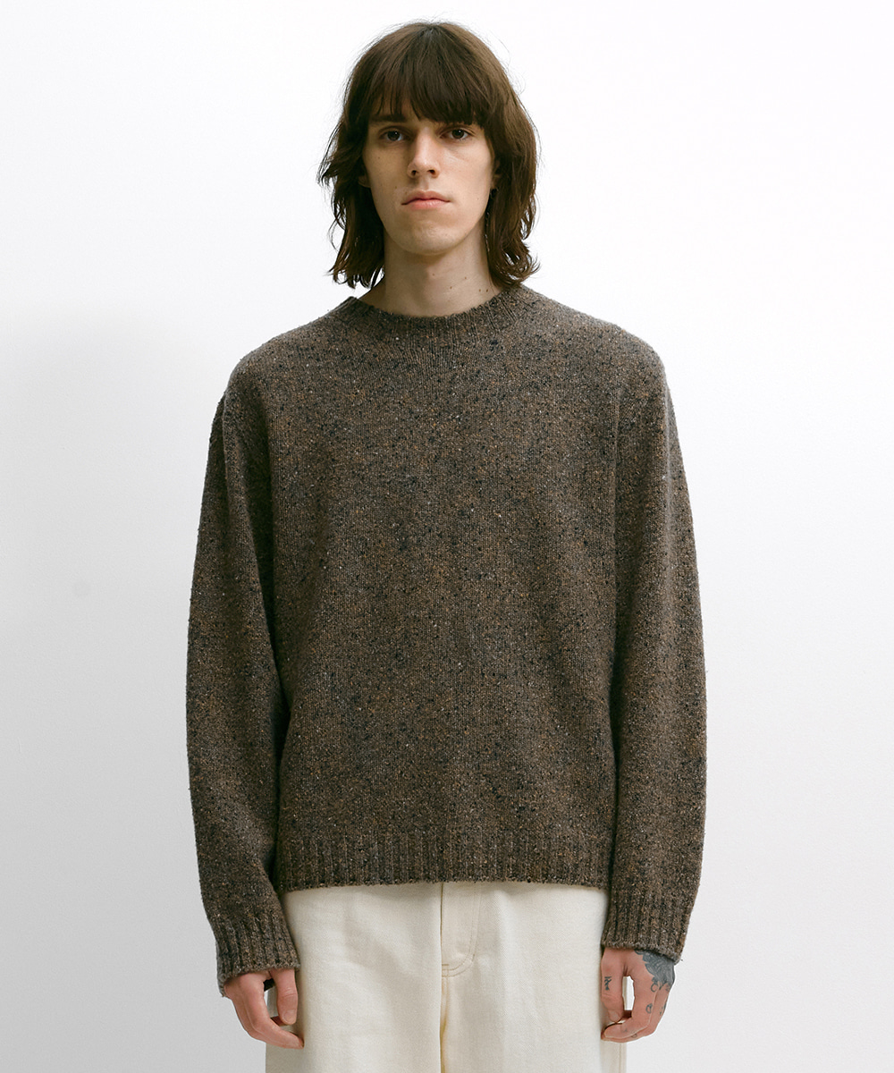 Youngoh영오 WHOLE GARMENT ALPACA NEPPED KNIT MELANGE BROWN