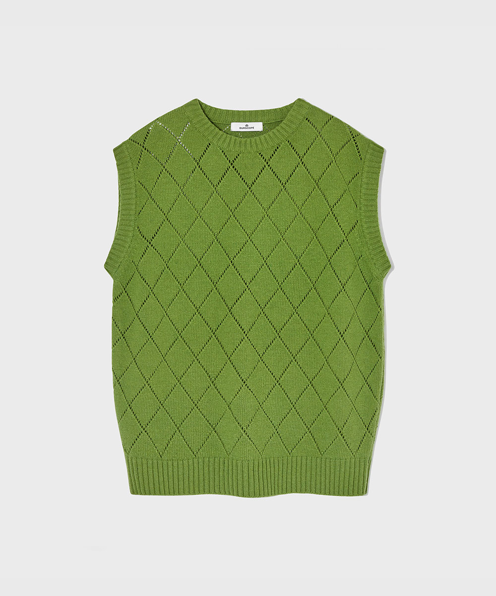 OURSCOPE아워스코프 Lozenge  Extra Fine Wool Vest (Green)