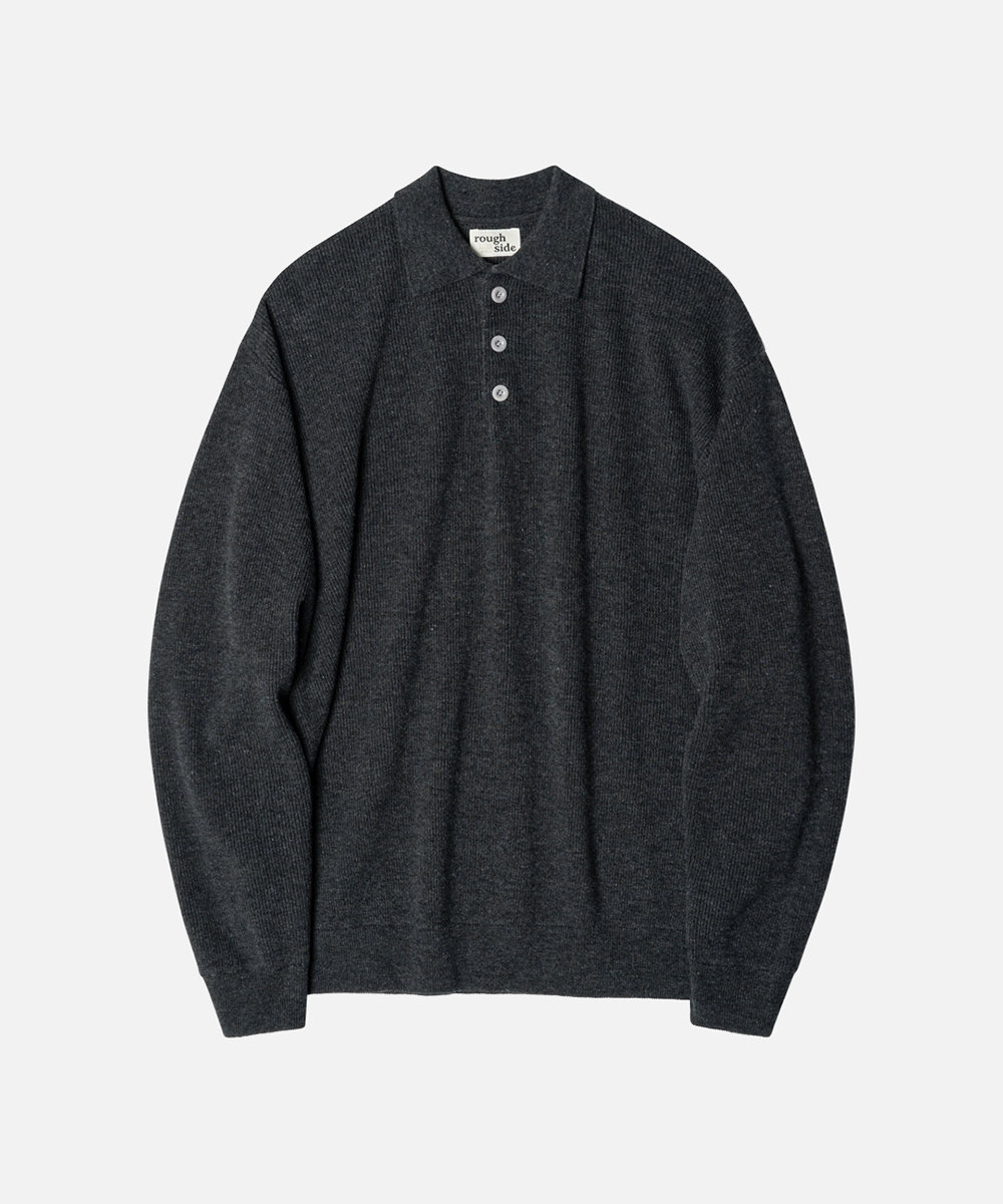 rough side러프사이드 Collar Knit Charcoal