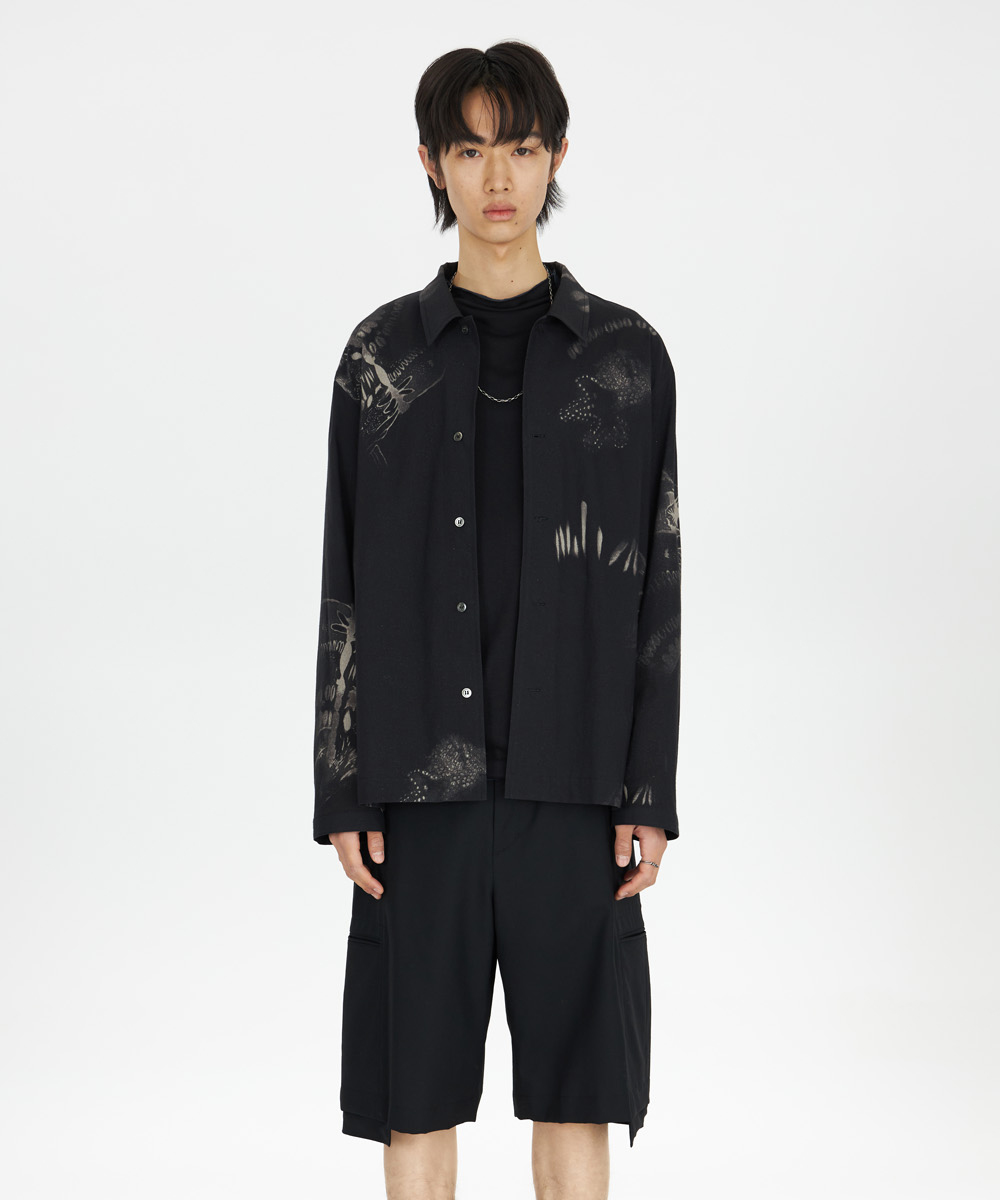 YOUTH유스 SS23 ‘Red Plant’ Convertible Collar Shirt Black