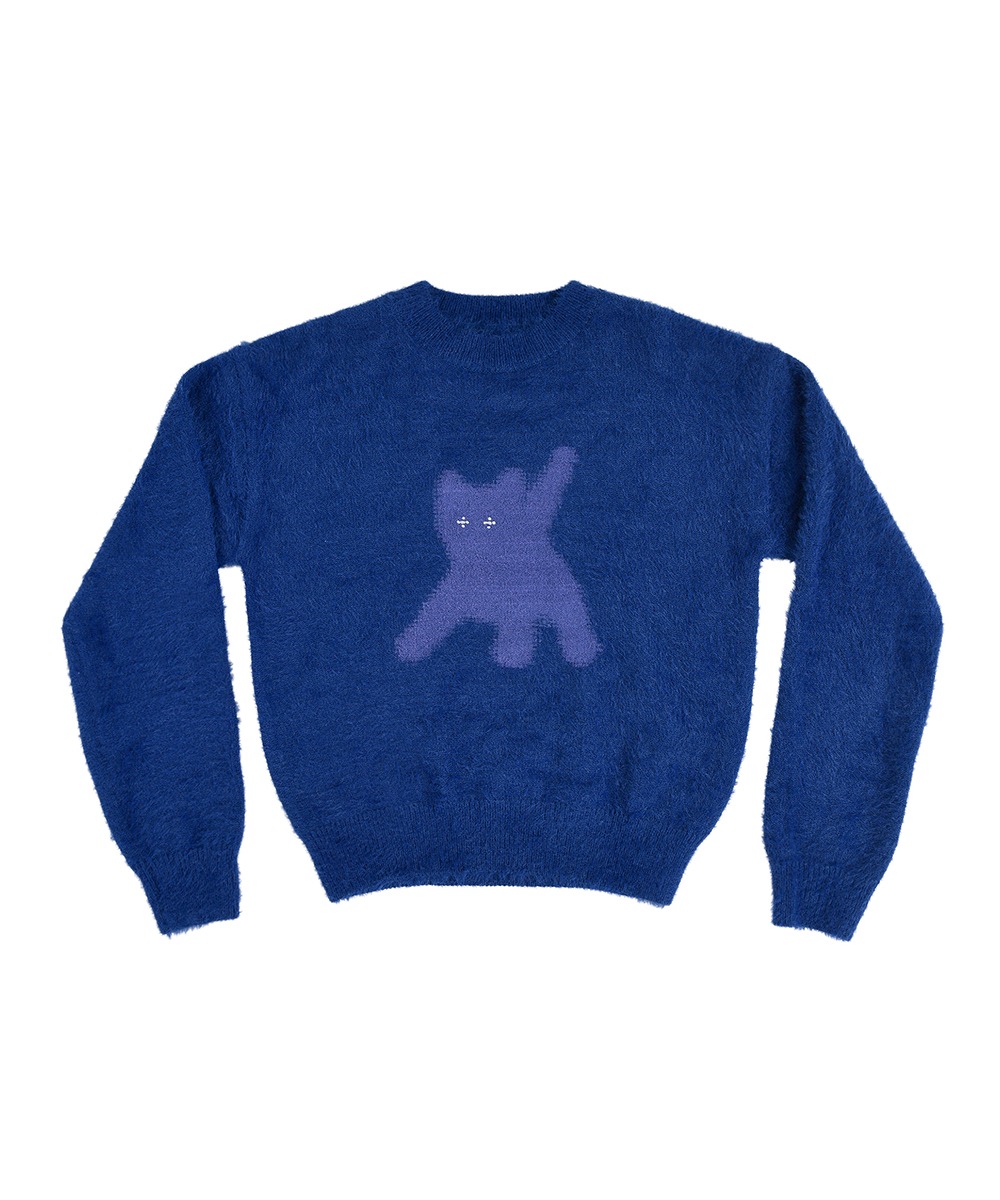 AEAE에이이에이이 Flashed Cats Angora Knit - [BLUE NAVY]