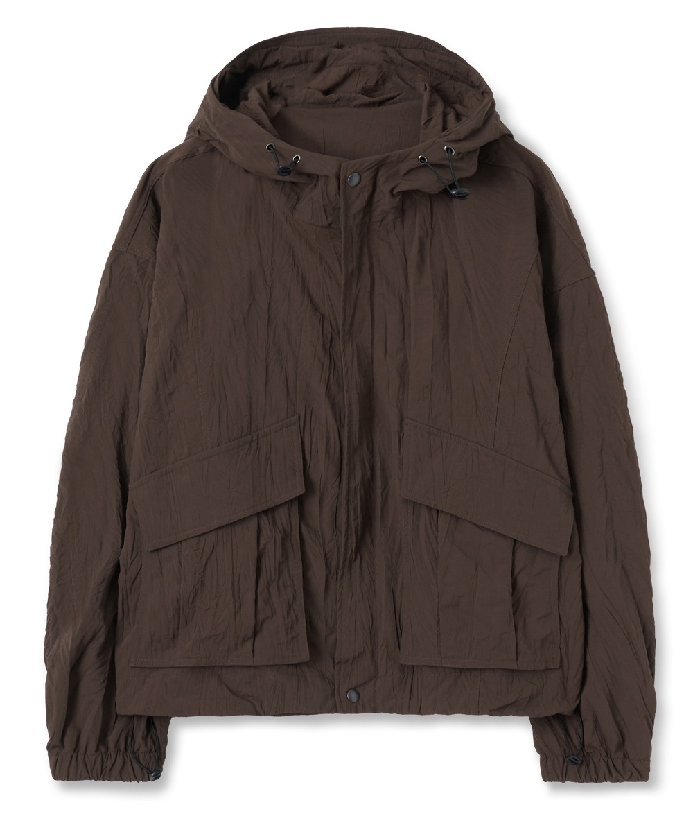 NOUN노운 hooded wrinkle jacket (brown)