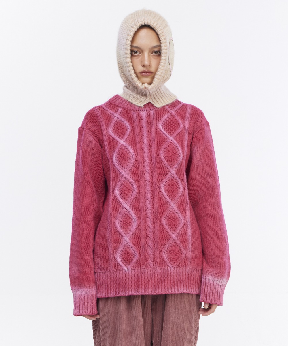 THE GREATEST더그레이티스트 Heavy Wool Cable Knit Pink