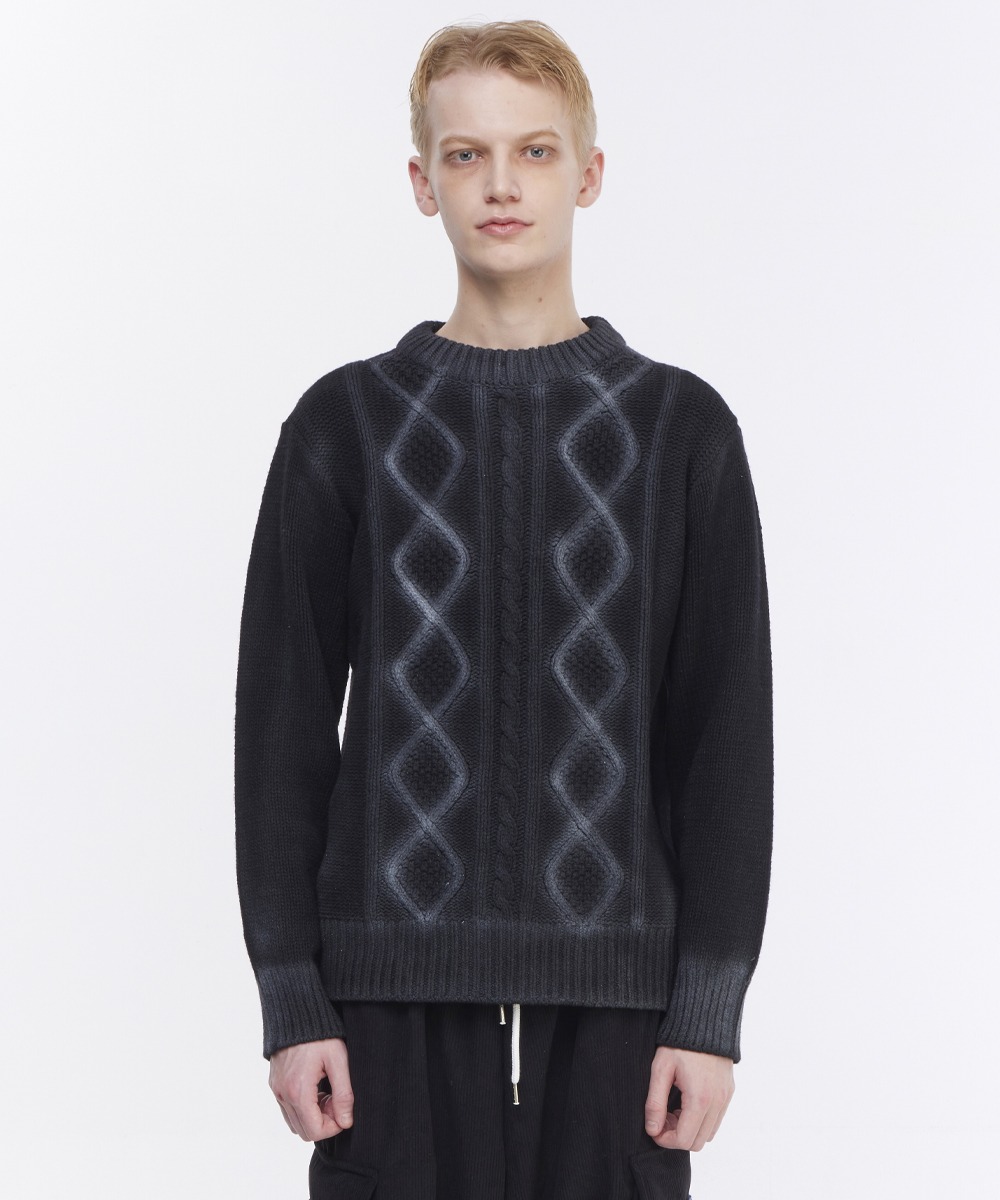 THE GREATEST더그레이티스트 Heavy Wool Cable Knit Black