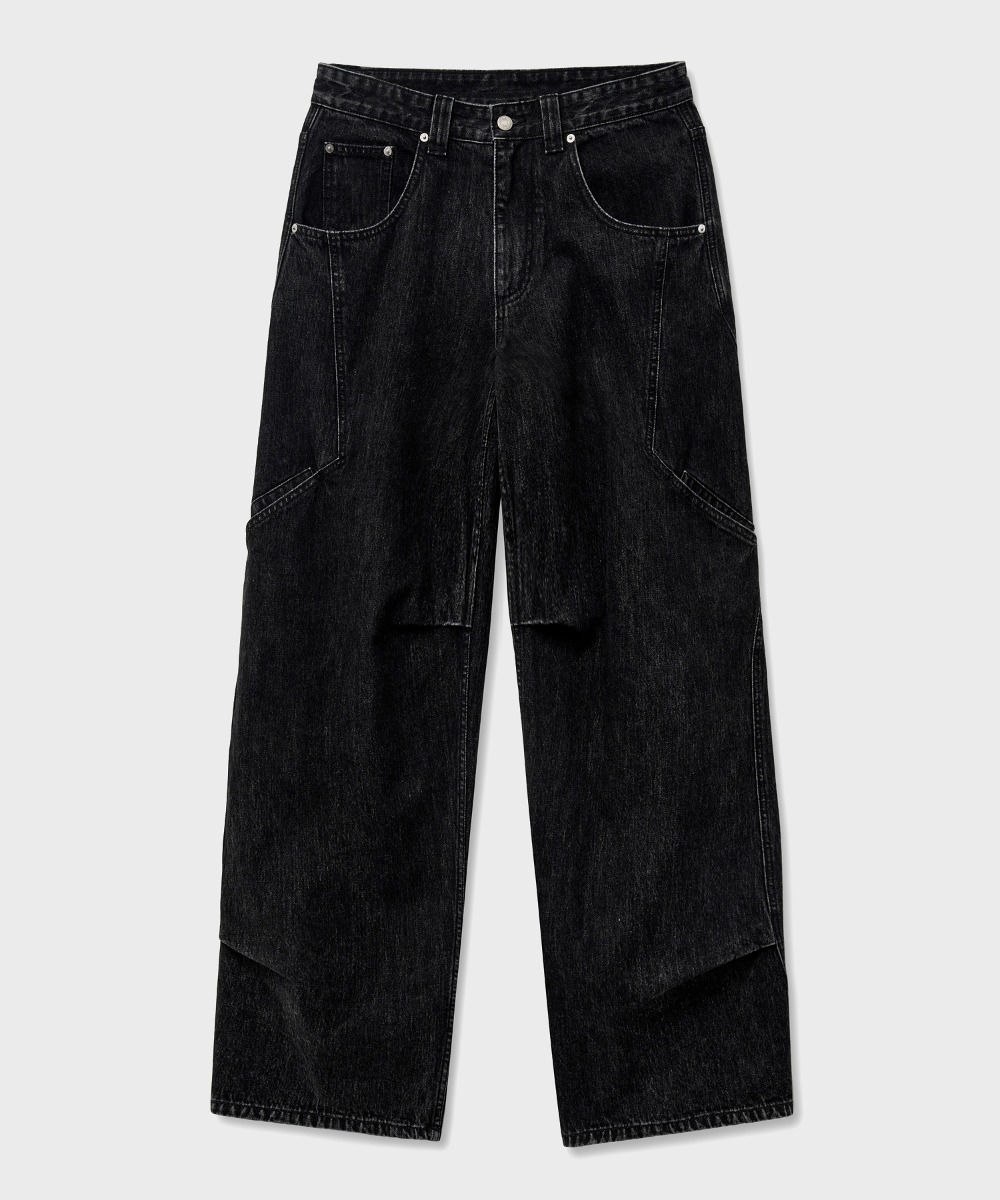 NOUN노운 side line cargo denim pants (black)
