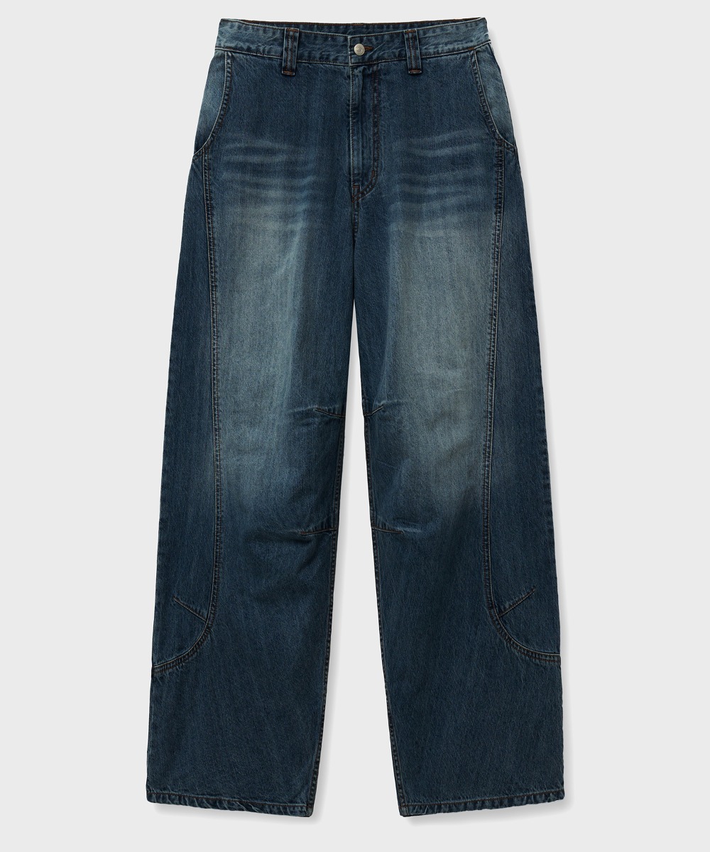 NOUN노운 curved denim pants (deep blue)