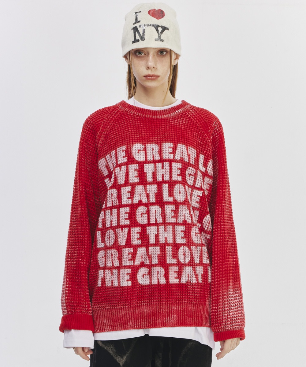 THE GREATEST더그레이티스트 Lettering Knit Red
